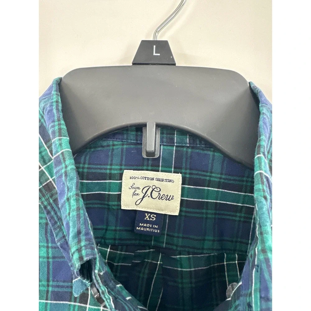 J. Crew Slim Fit Plaid Button Down Shirt Men's XS Blue‎ Green Cotton